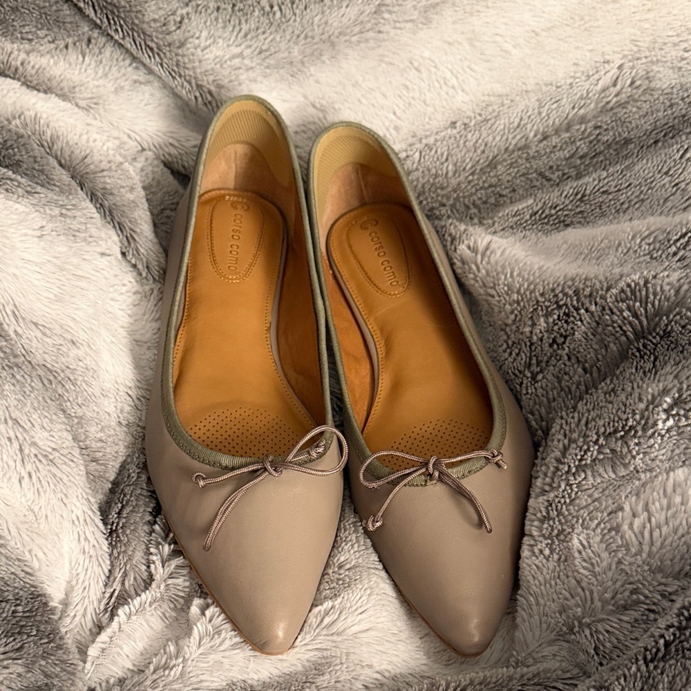 Corso Como Taupe Leather Ballet Flats Size 10